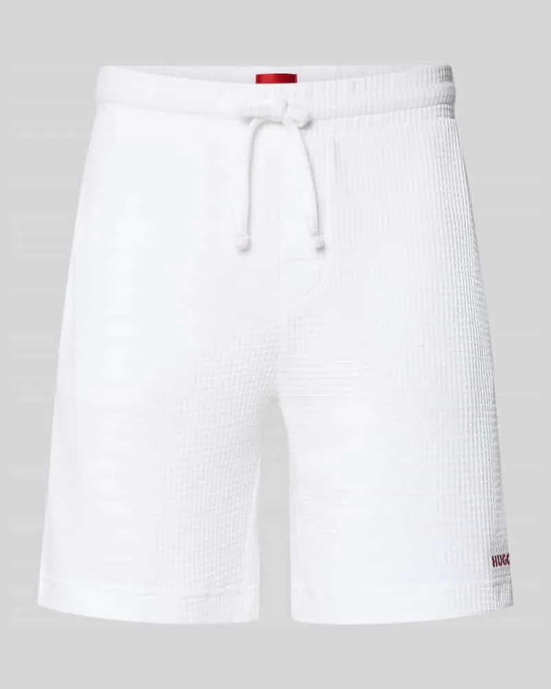 HUGO BOSS Regular Fit Sweatshorts aus Baumwoll-Mix Modell 'AUSTIN Weiss