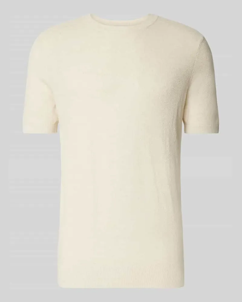 Profuomo T-Shirt aus Baumwoll-Leinen-Mix Offwhite
