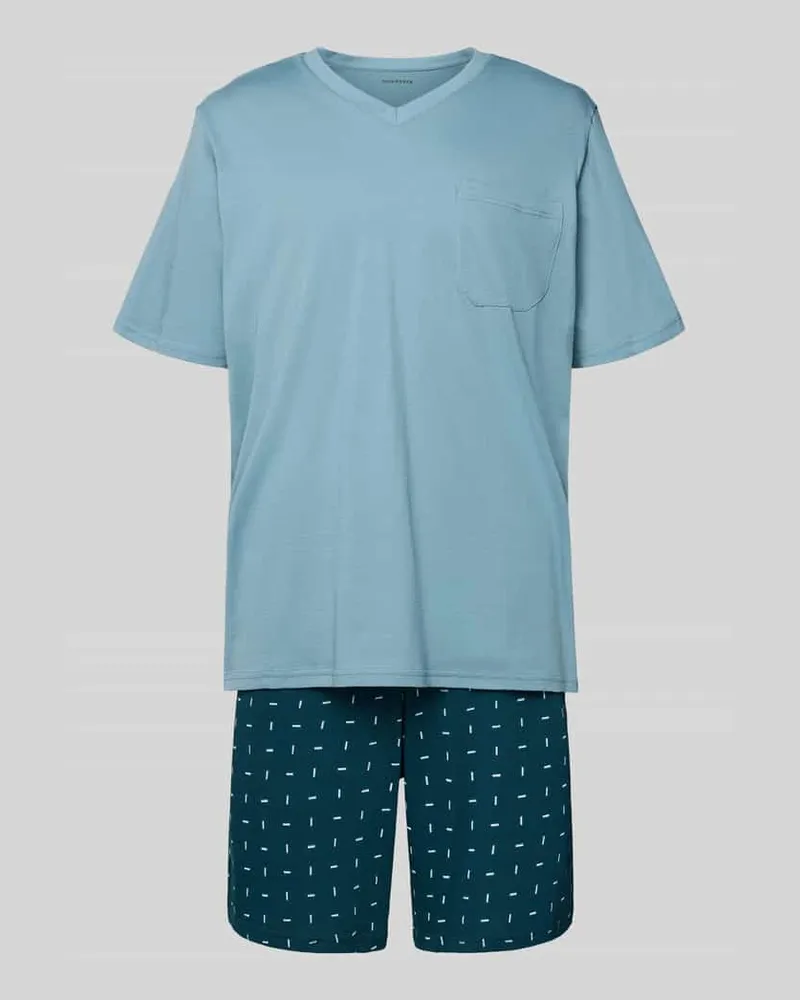 Schiesser Relaxed Fit Pyjama Set im kurzärmeliges Design Modell 'Comfort Mint