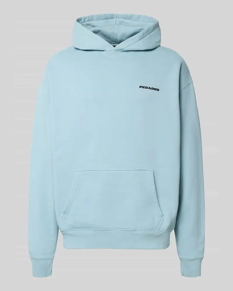 PEGADOR Oversized Hoodie mit Logo und Känguru-Tasche Hellblau