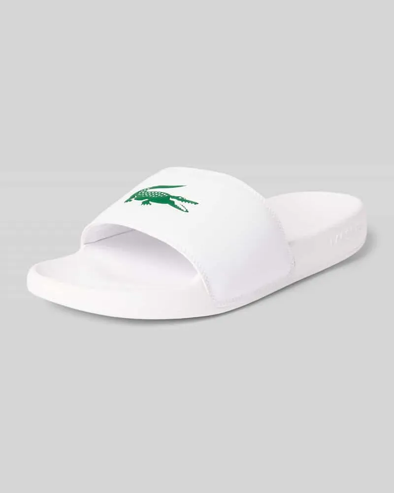Lacoste Badeschuhe mit Logo Print Modell 'SERVE SLIDE Weiss