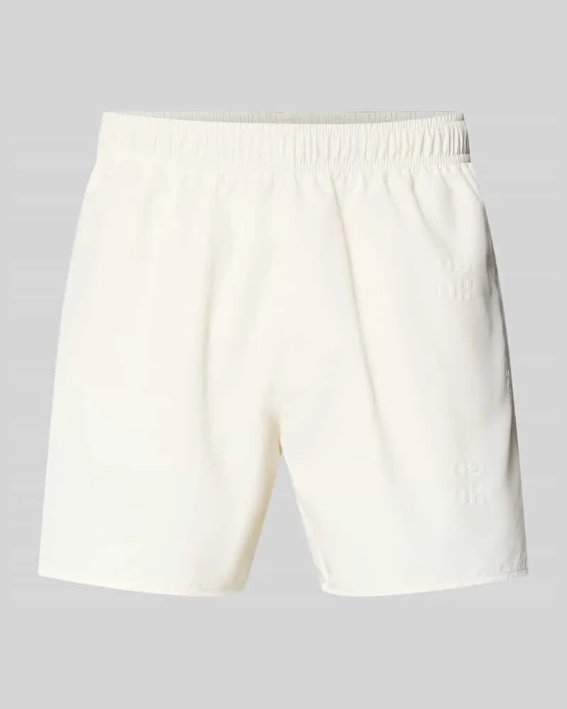 HUGO BOSS Regular Fit Badeshorts mit Label-Prägung Modell 'TONAL Weiss