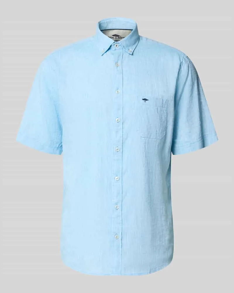 Fynch-Hatton Slim Fit Freizeithemd aus Leinen-Baumwoll-Mix Hellblau