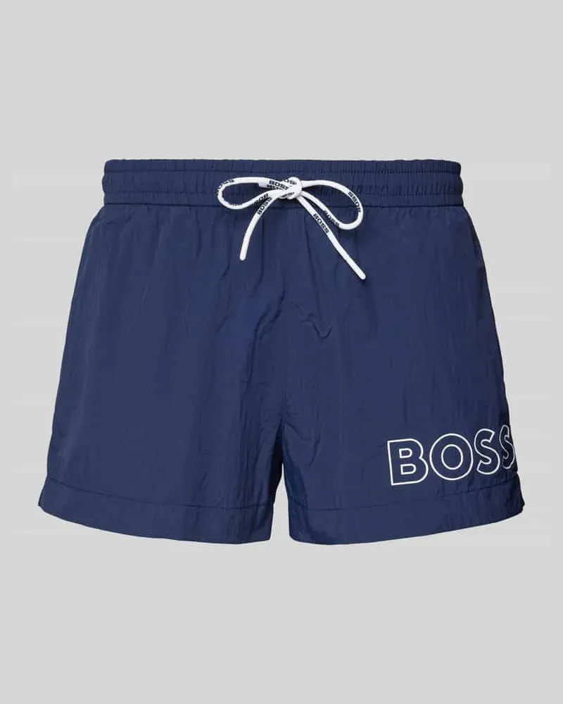 HUGO BOSS Relaxed Fit Badeshorts mit Label-Print Modell 'Mooneye 