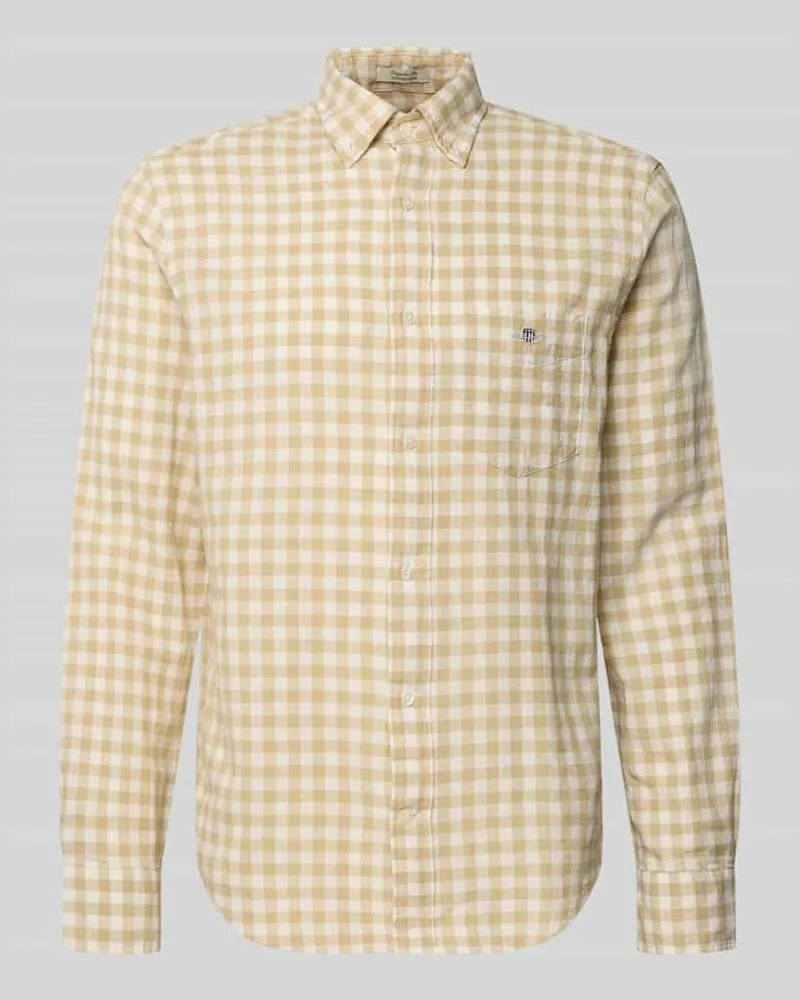 Gant Regular Fit Leinenhemd mit Baumwoll-Anteil Modell 'GINGHAM Beige