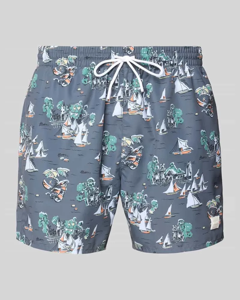HUGO BOSS Badehose mit Allover-Muster Modell 'PIRANHA Anthrazit