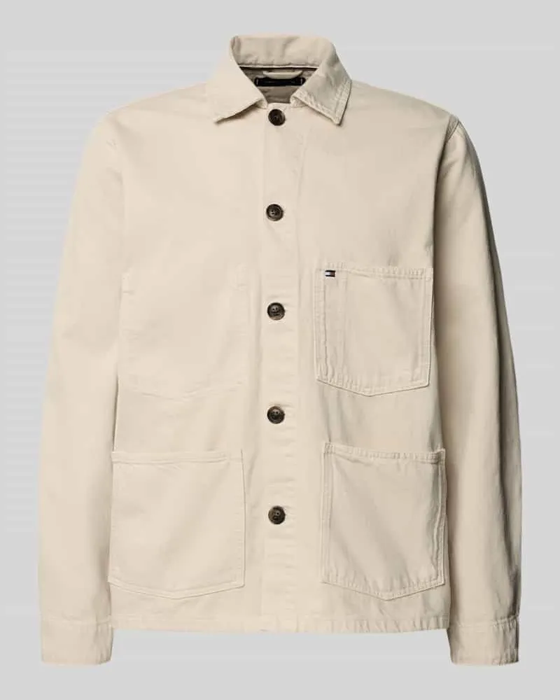 Tommy Hilfiger Regular Fit Hemdjacke aus reiner Baumwolle Ecru