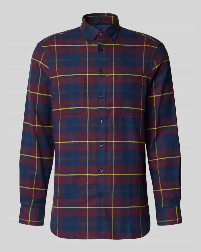 Christian Berg Regular Fit Freizeithemd mit Button-Down-Kragen Bordeaux