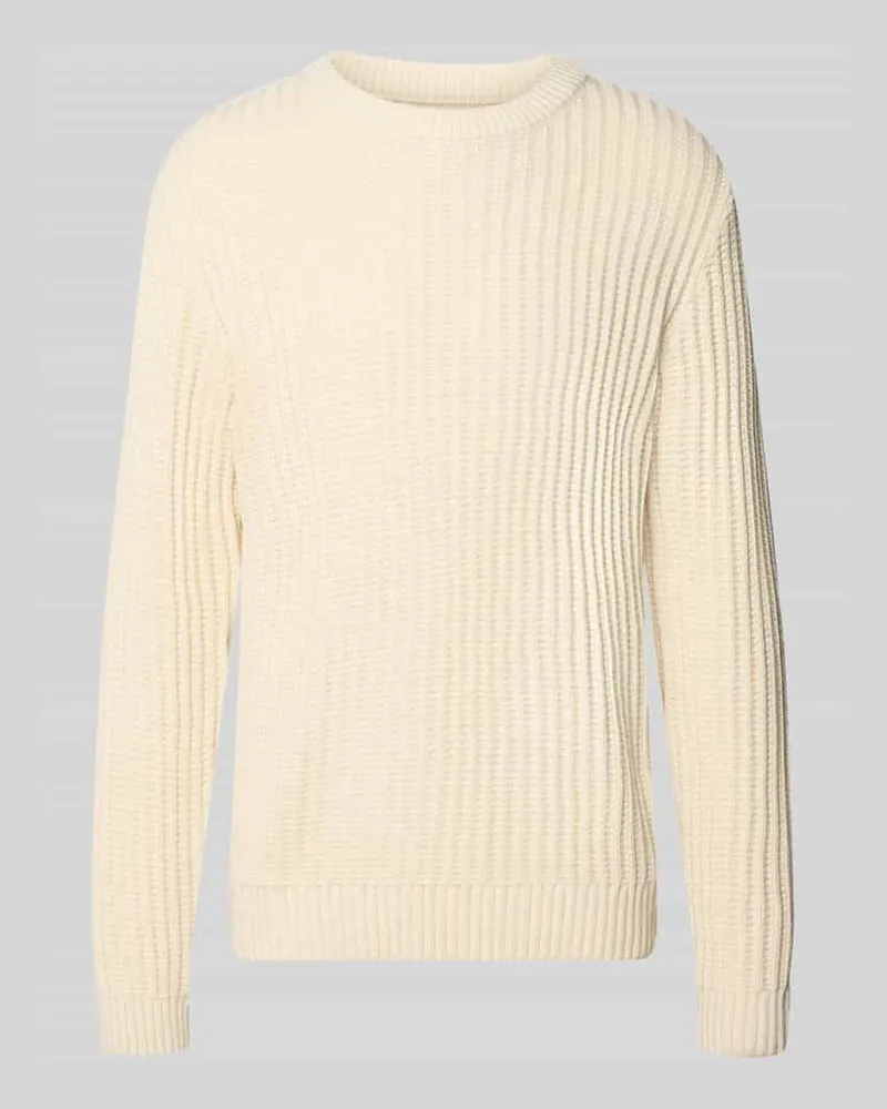 Jack & Jones Regular Fit Pullover mit Strickmuster Offwhite