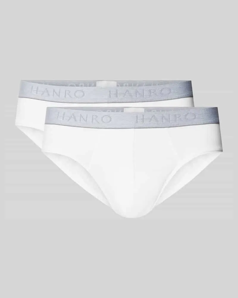 Hanro Slip mit Label-Details im 2er-Pack Weiss
