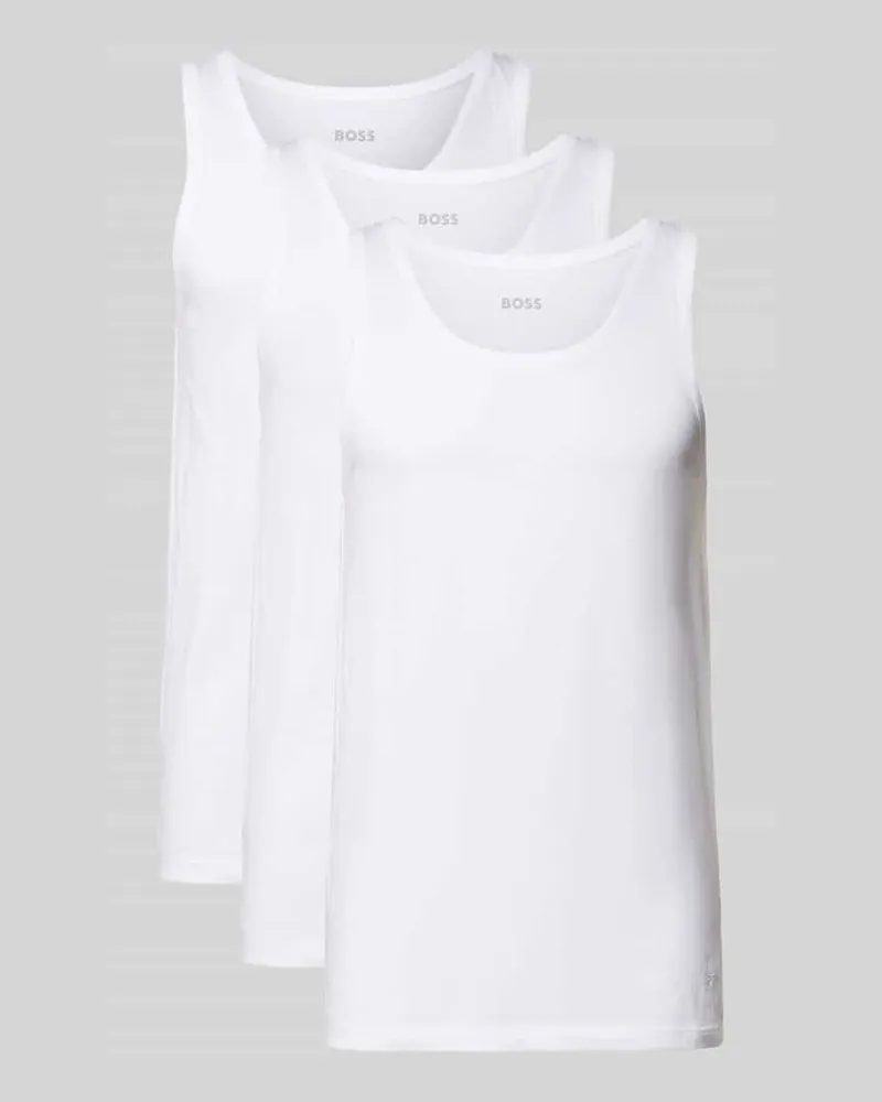 HUGO BOSS Tank Top mit Label-Detail im 3er-Pack Modell 'Modern Weiss