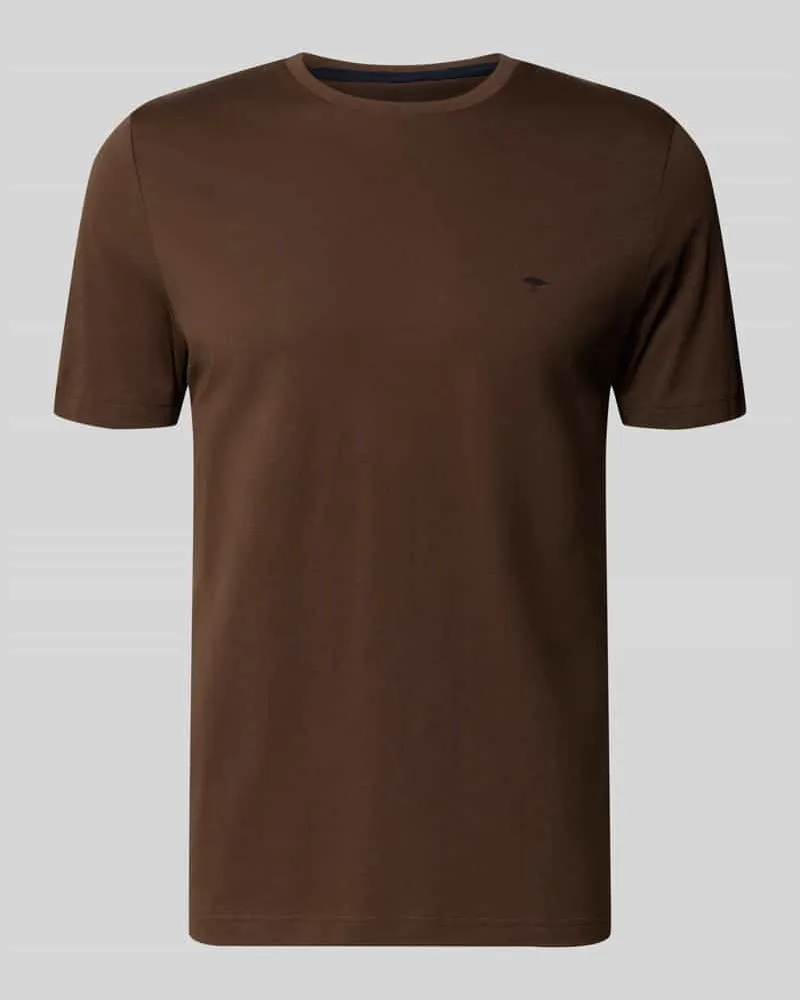 Fynch-Hatton T-Shirt mit Rundhalsausschnitt und Label-Stitching Hellbraun