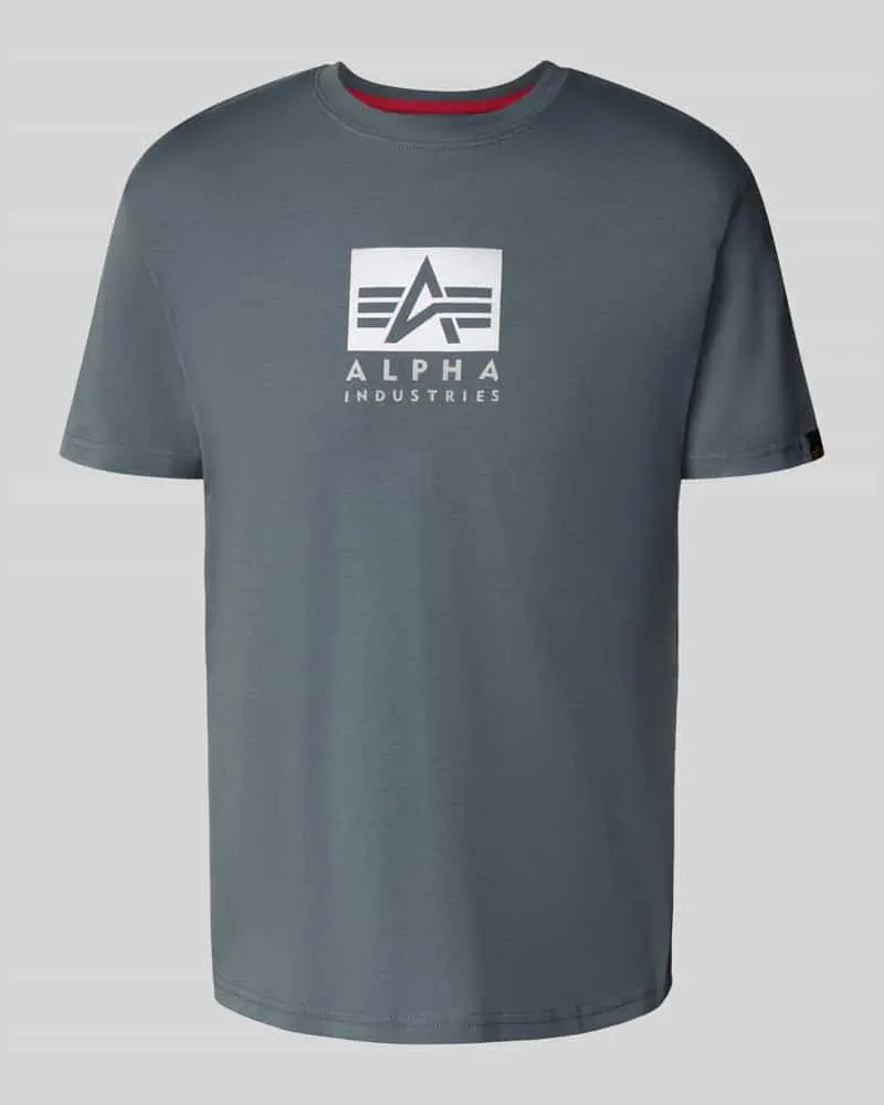 Alpha Industries T-Shirt mit Label-Print und Rundhalsausschnitt 