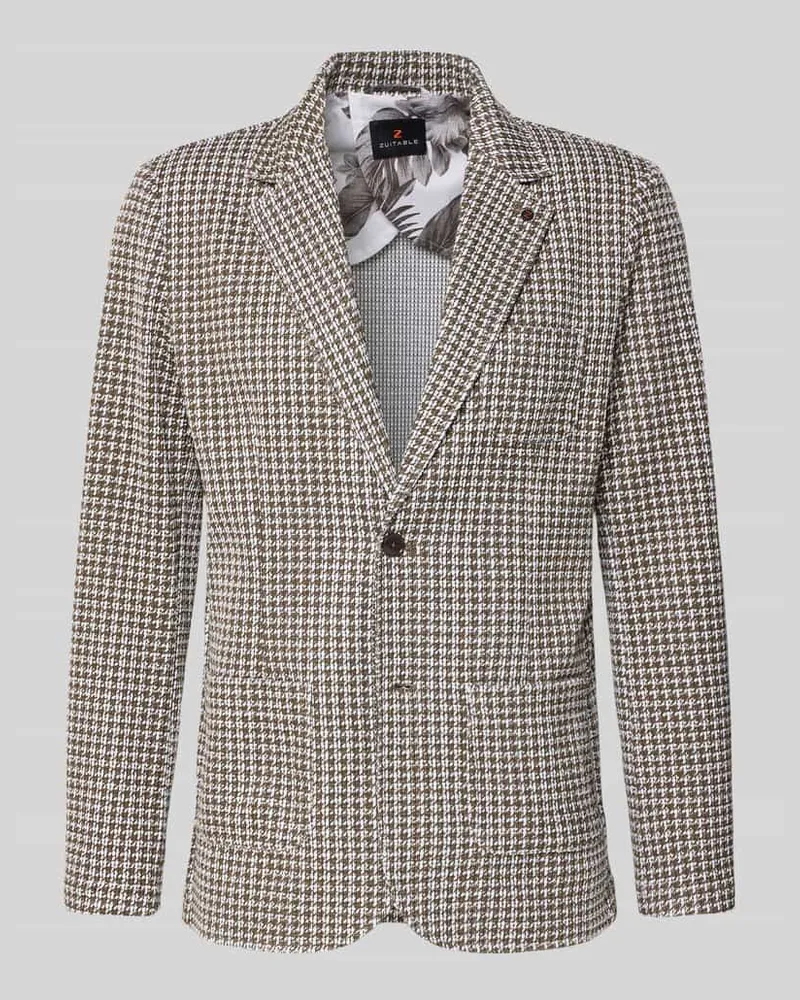 Zuitable Slim Fit 2-Knopf-Sakko aus Baumwoll-Mix Dunkelbraun