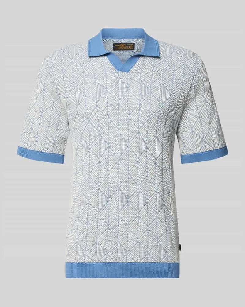 Jack & Jones Slim Fit Poloshirt in Strick-Optik Modell 'Blake Hellblau