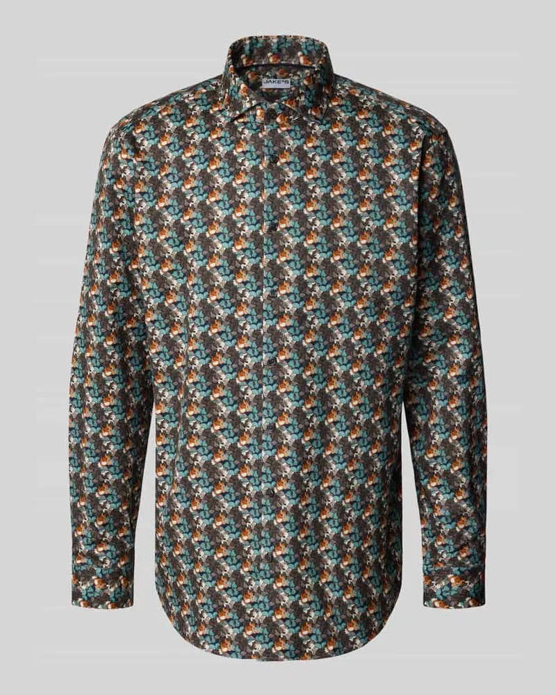 JAKE*S Regular Fit Business-Hemd mit Knopfleiste Marine