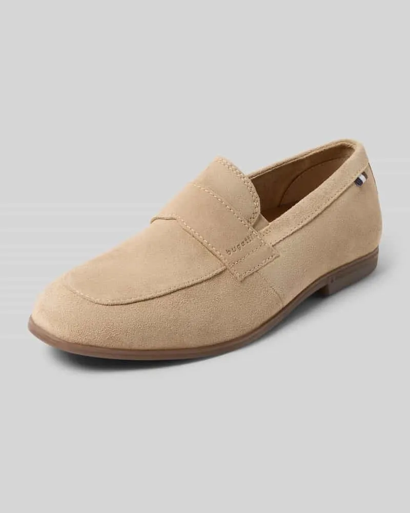 Bugatti Loafers aus Leder mit Label-Prägung Modell 'Tryst Beige
