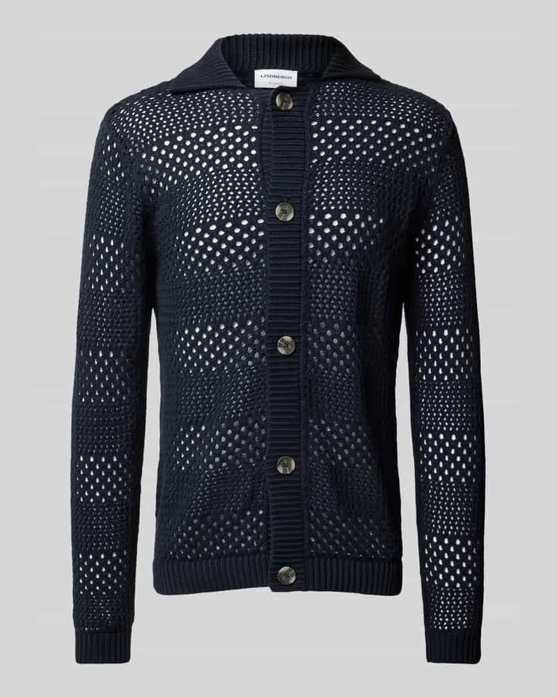Lindbergh Cardigan mit Lochmuster Modell 'Crochet Dunkelblau
