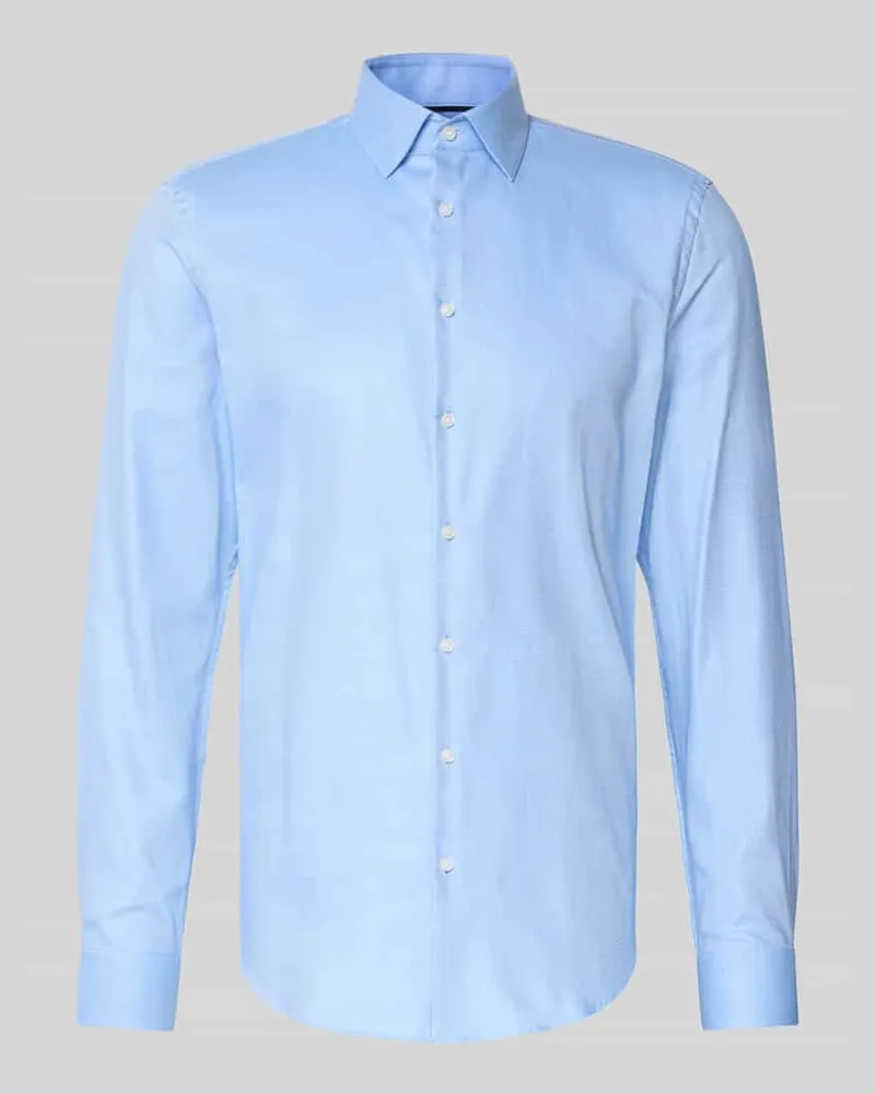 JAKE*S Slim Fit Business-Hemd mit Knopfleiste Bleu