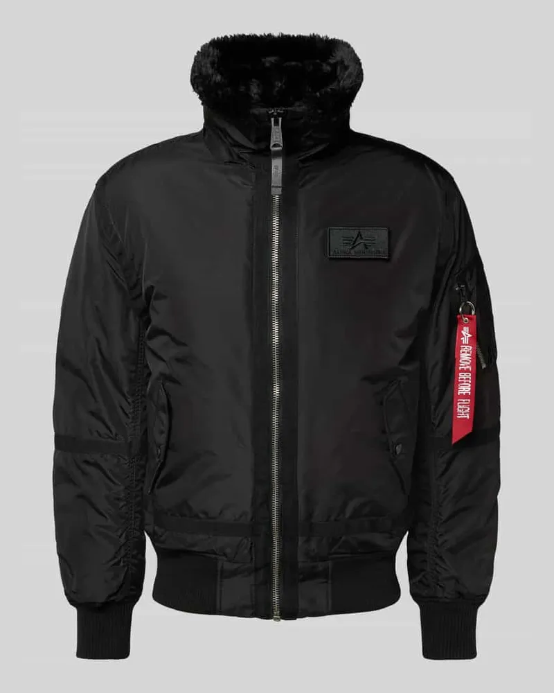 Alpha Industries Bomberjacke mit Stehkragen und Reißverschluss Black