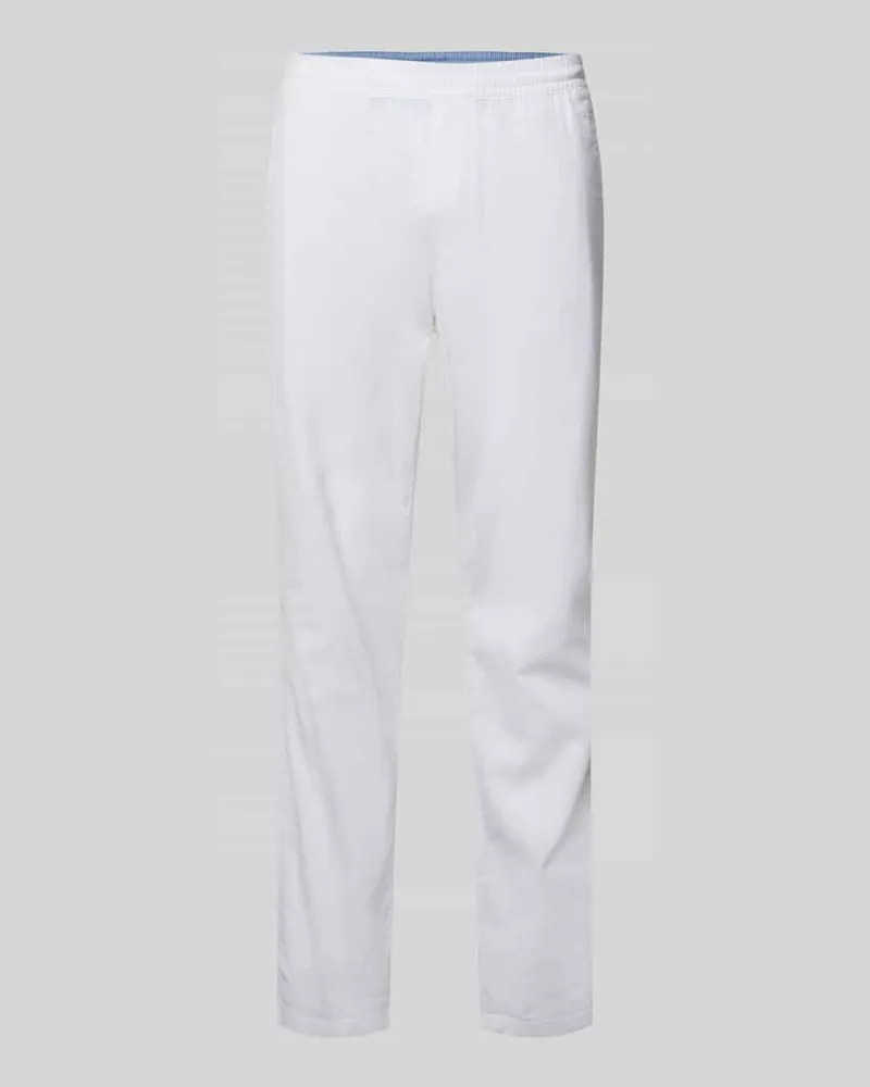 Tom Tailor Gerade Hose aus Leinen-Baumwoll-Mix Weiss