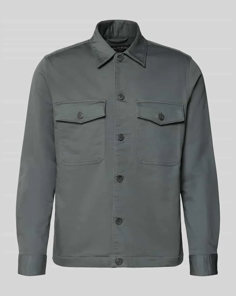 Marc O'Polo Regular Fit Hemdjacke aus Baumwoll-Mix Oliv