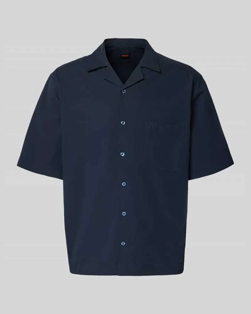 HUGO BOSS Relaxed Fit Freizeithemd mit Seersucker-Verarbeitung Modell 'LAPISY_M Marine
