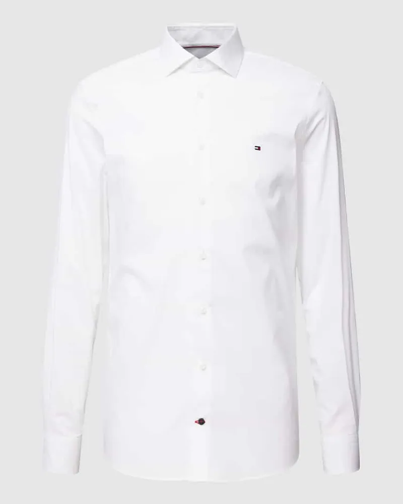 Tommy Hilfiger Slim Fit Businesshemd aus Popeline Weiss