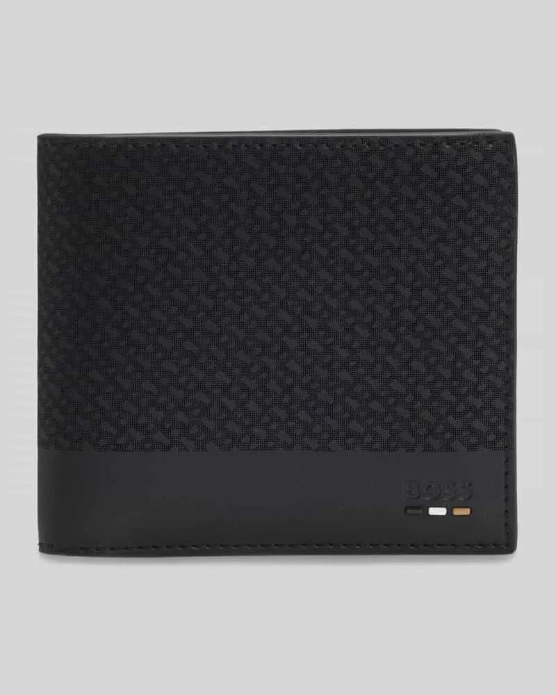 HUGO BOSS Geldbörse aus echtem Leder mit Logo Prägung Modell 'MP_4CC_COIN Black