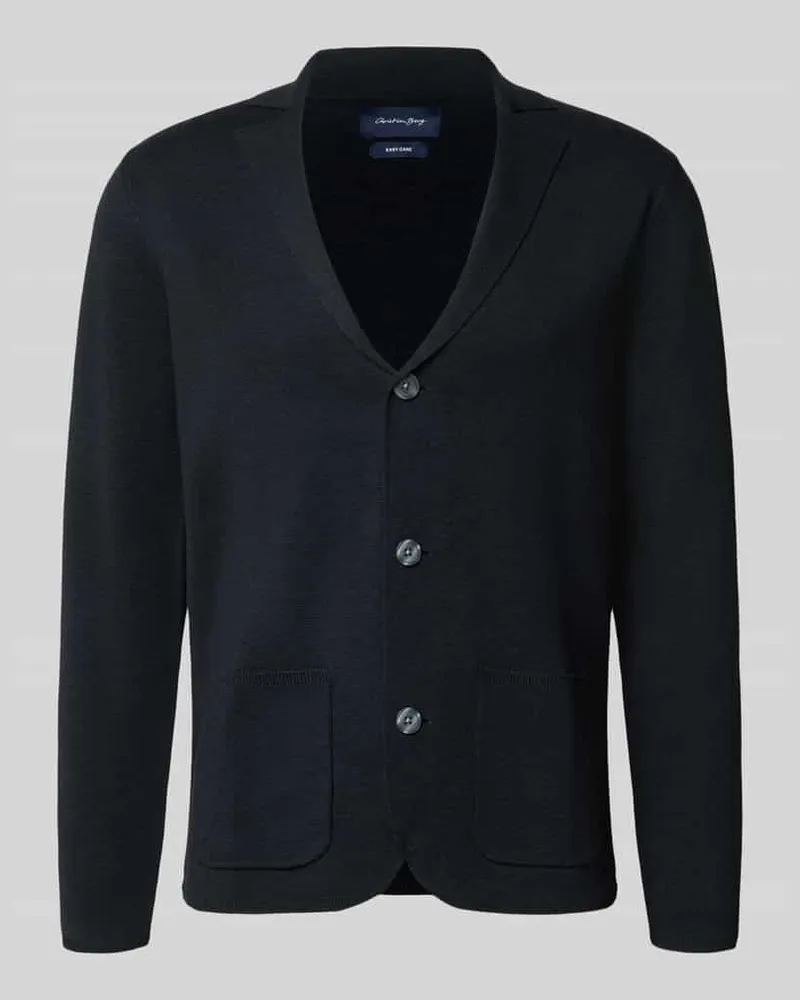 Christian Berg Regular Fit Strickjacke aus Woll-Mix mit Reverskragen Black