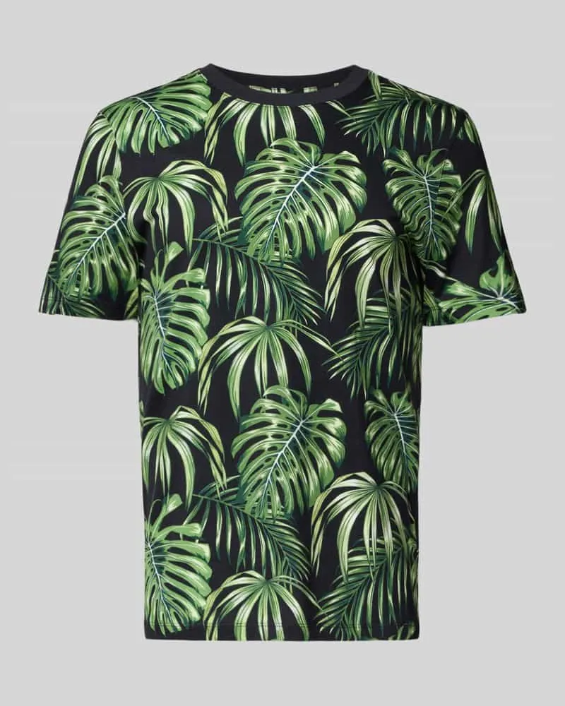McNeal T-Shirt im Allover-Look mit Rundhalsausschnitt Khaki