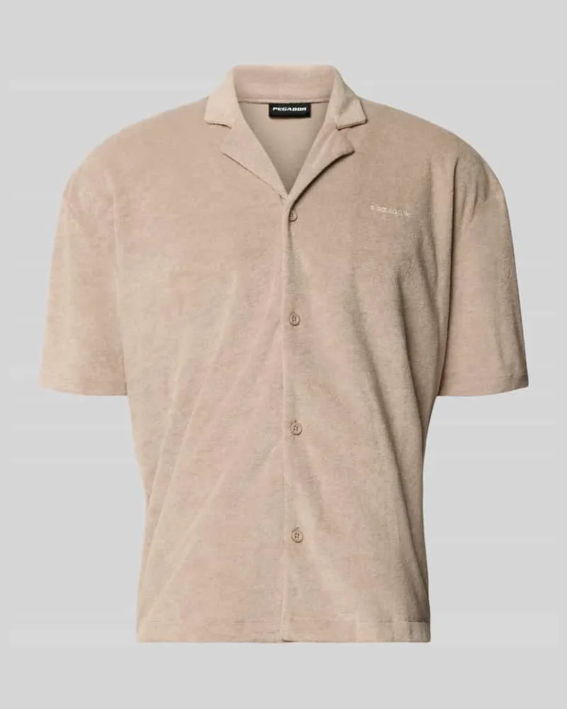 PEGADOR Relaxed Fit Freizeithemd mit Logo-Stitching Modell 'Nelas Taupe