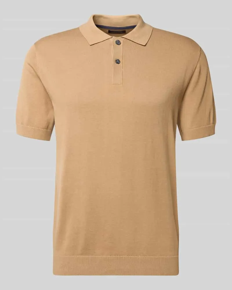 Christian Berg Regular Fit Poloshirt in Strick-Optik Sand