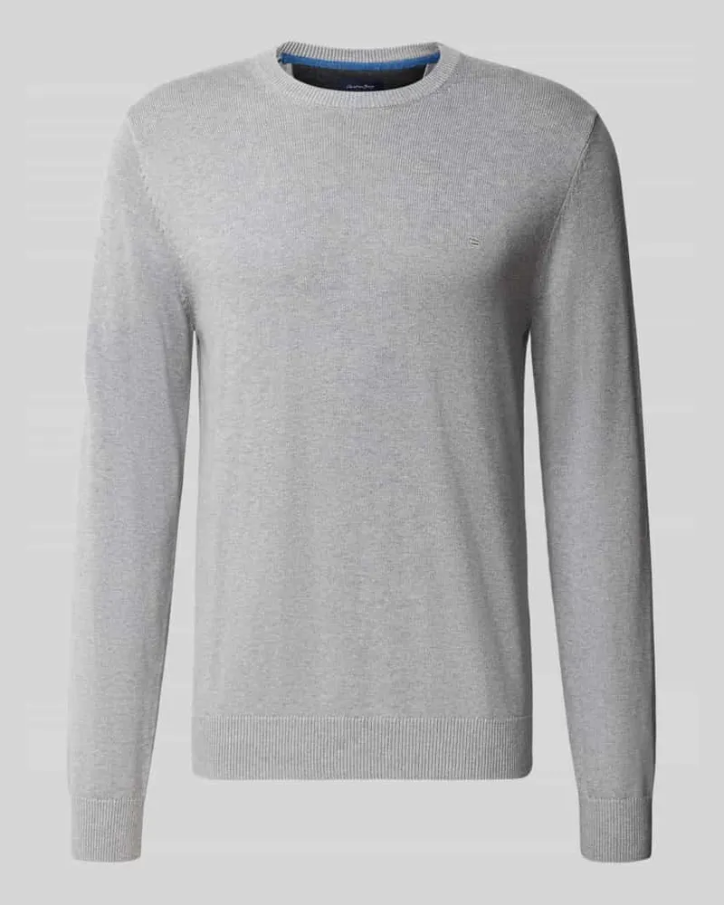 Christian Berg Regular Fit Strickpullover aus Baumwoll-Woll-Mix Hellgrau