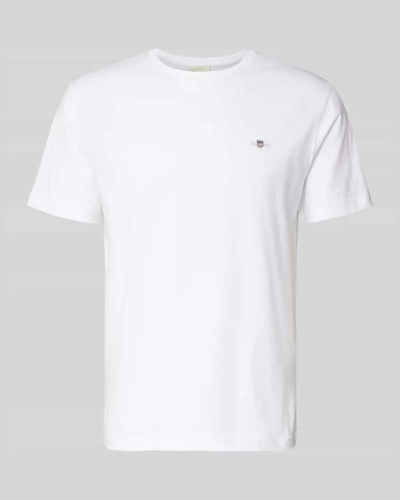 Gant Regular Fit T-Shirt mit Label-Stitching Modell 'SHIELD Offwhite