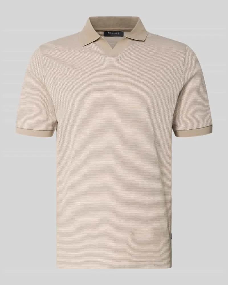 Maerz Regular Fit Poloshirt aus Baumwolle mit V-Ausschnitt Beige
