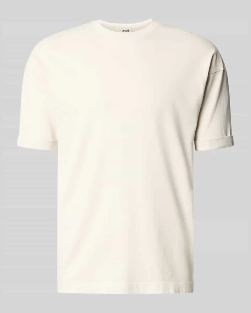 Drykorn T-Shirt mit Ärmelaufschlag und Rundhalsausschnitt Offwhite