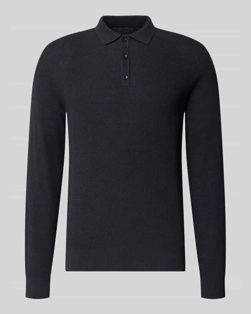 Only & Sons Regular Fit Poloshirt mit Strukturstrickoptik Dunkelblau