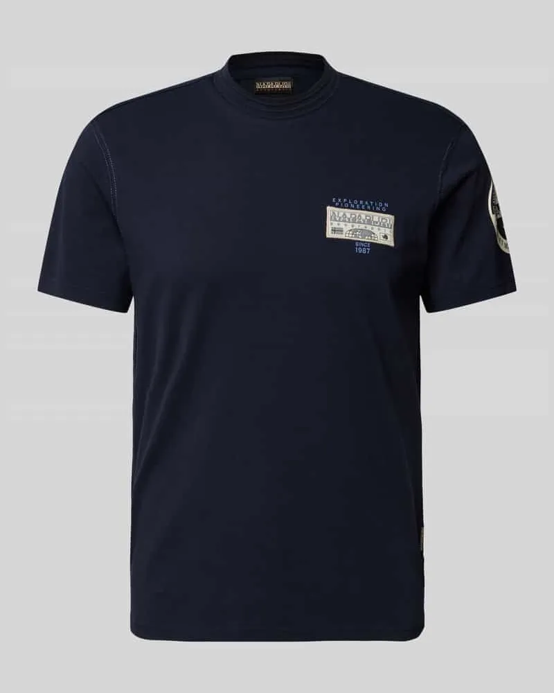 Napapijri T-Shirt mit Label-Patch Modell 'AMUNDSEN Marine
