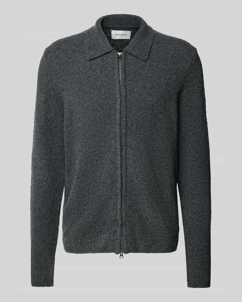 Wood Wood Cardigan mit Zweiwege-Reißverschluss Modell 'Andy Anthrazit