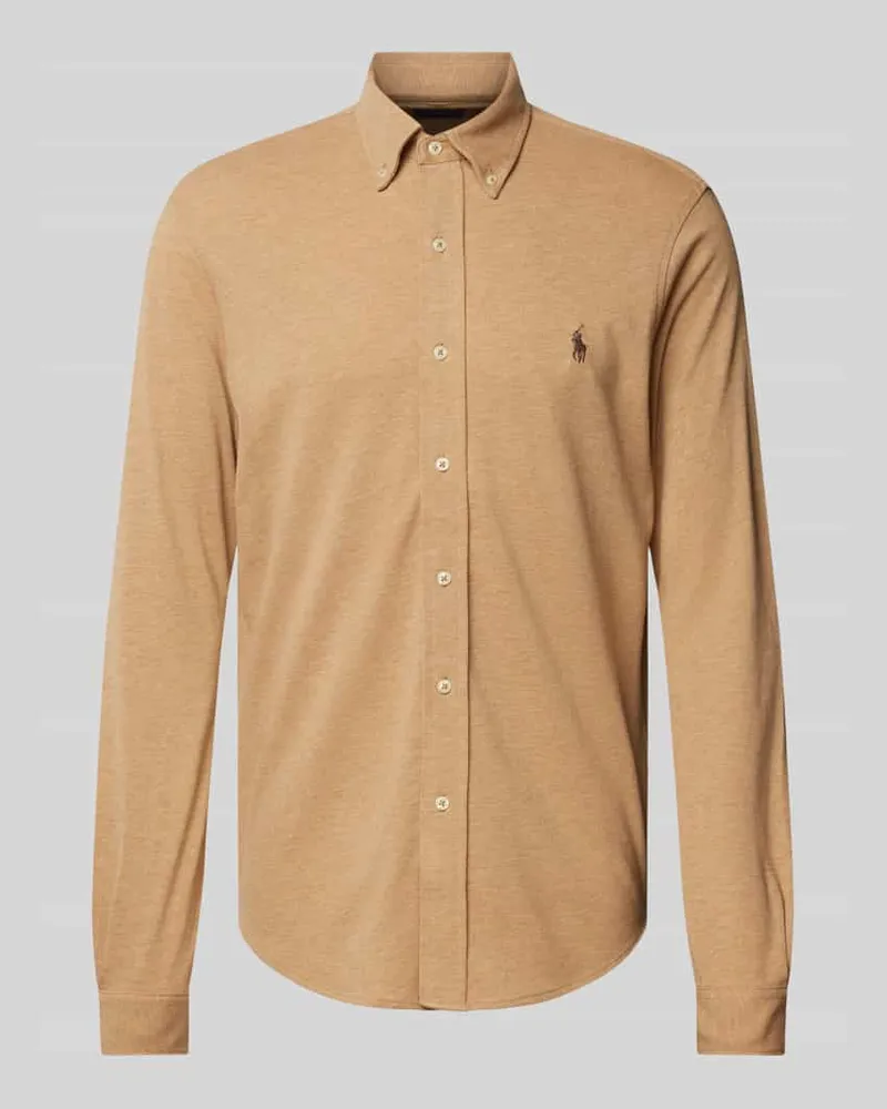 Ralph Lauren Slim Fit Freizeithemd mit aus reiner Baumwolle in Piqué Camel
