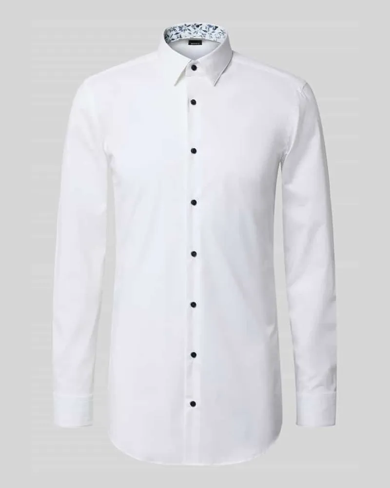 HUGO BOSS Slim Fit Businesshemd mit extra langem Arm Modell 'HANK Weiss