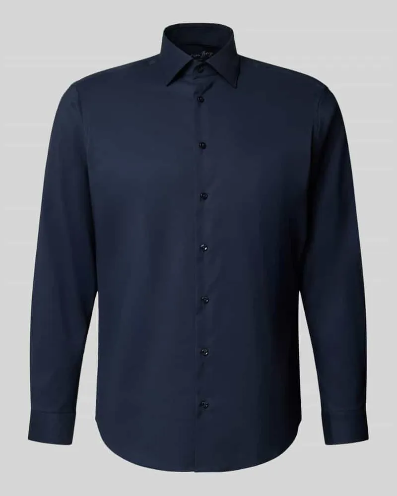 Christian Berg Regular Fit Business-Hemd mit Kentkragen Marine