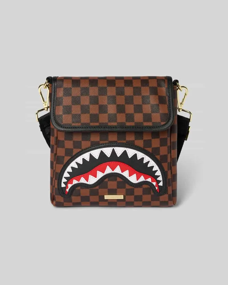Sprayground Handtasche mit Schulterriemen Modell 'SAWTOOTH SHARKS IN PARIS Dunkelbraun