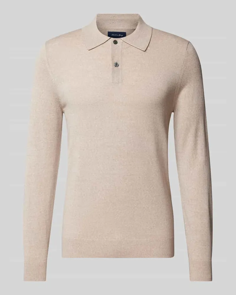 Christian Berg Slim Fit Strickpullover mit Polokragen Sand