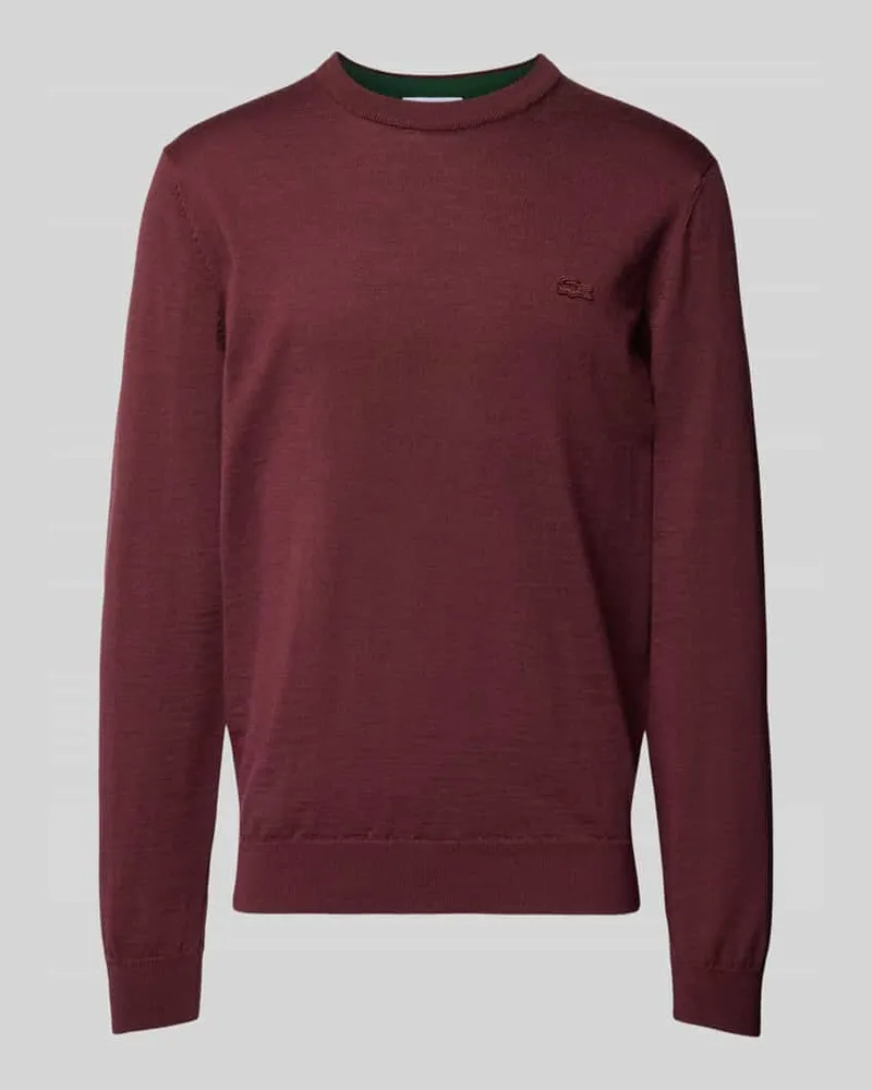 Lacoste Strickpullover aus reiner Wolle mit Logo-Patch 