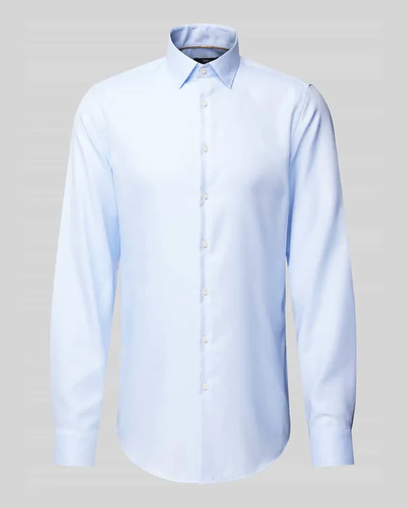 JAKE*S Slim Fit Business-Hemd mit extra langem Arm und Kentkragen Bleu