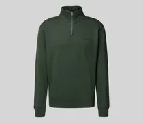 Sweatshirt mit Troyer-Kragen und Logo-Stitching