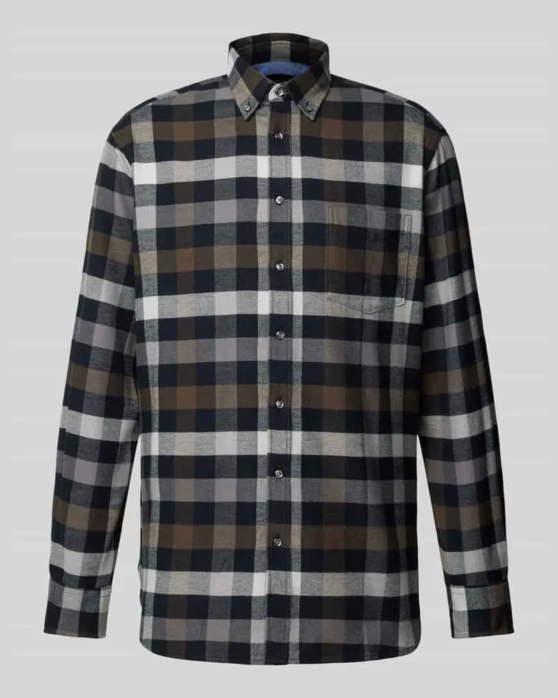 Christian Berg Regular Fit Flanellhemd mit Button-Down-Kragen 