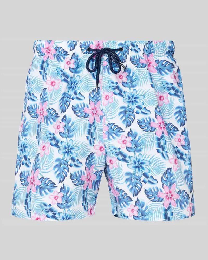 McNeal Relaxed Fit Badeshorts mit Logo-Stitching Weiss